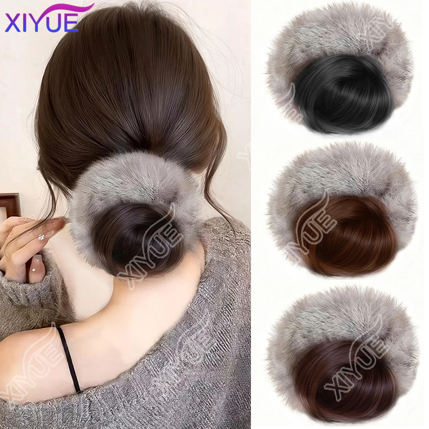 

Синтетическая серая теплая плюшевая заколка для волос, зажим для волос, хвост, горячая девушка, зажим для когтей, модные аксессуары для волос, осень-зима, удобная текстура