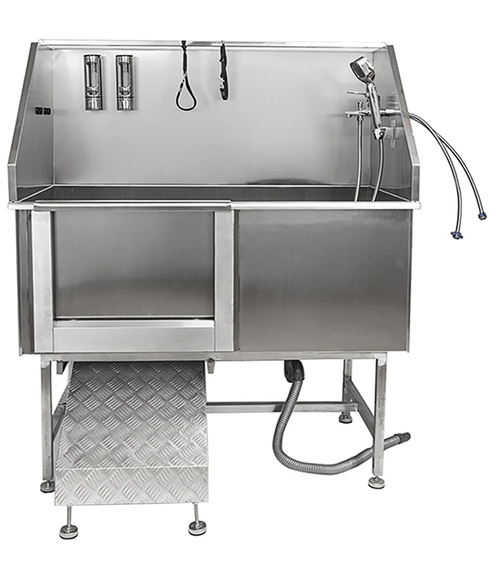 Stainless Steel Eco-Friendly Pet Grooming Tub with Ramp Faucet Hose and Dog Pet Circular Grooming Tub