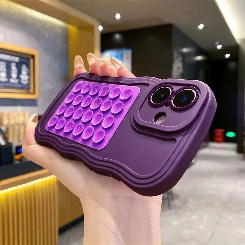 Fixing Suction Cup holder Curly Wave Case for iPhone 16 15 11 12 14 13 Pro 7 8 Plus 16e X Xs Max Xr Soft Silicon Fixed Pad Cover - náhled 5