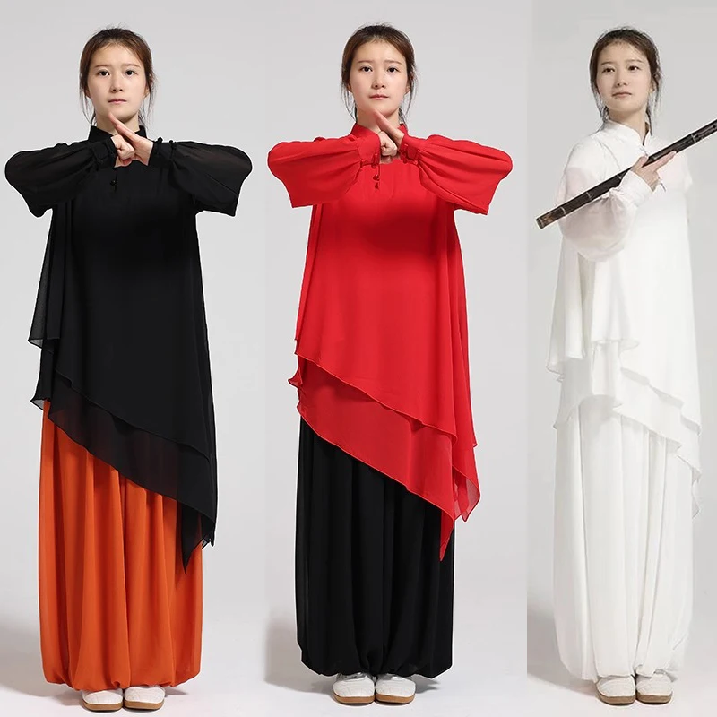 Elegant Women's Wushu Tai Chi Suit Chinese Kung Fu Uniform with Fluid Drape Breathable & Comfortable for Martial Arts Practice