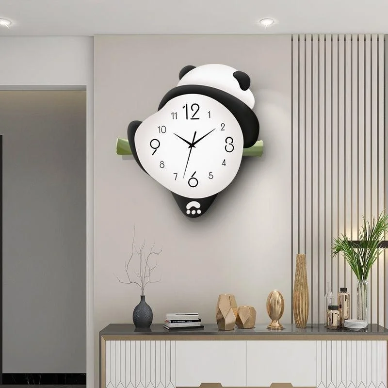 

Panda Wall Clock Feet Can Swing Simple Modern Living Room Home Clock Restaurant Bedroom Silent Clock Home Decoration