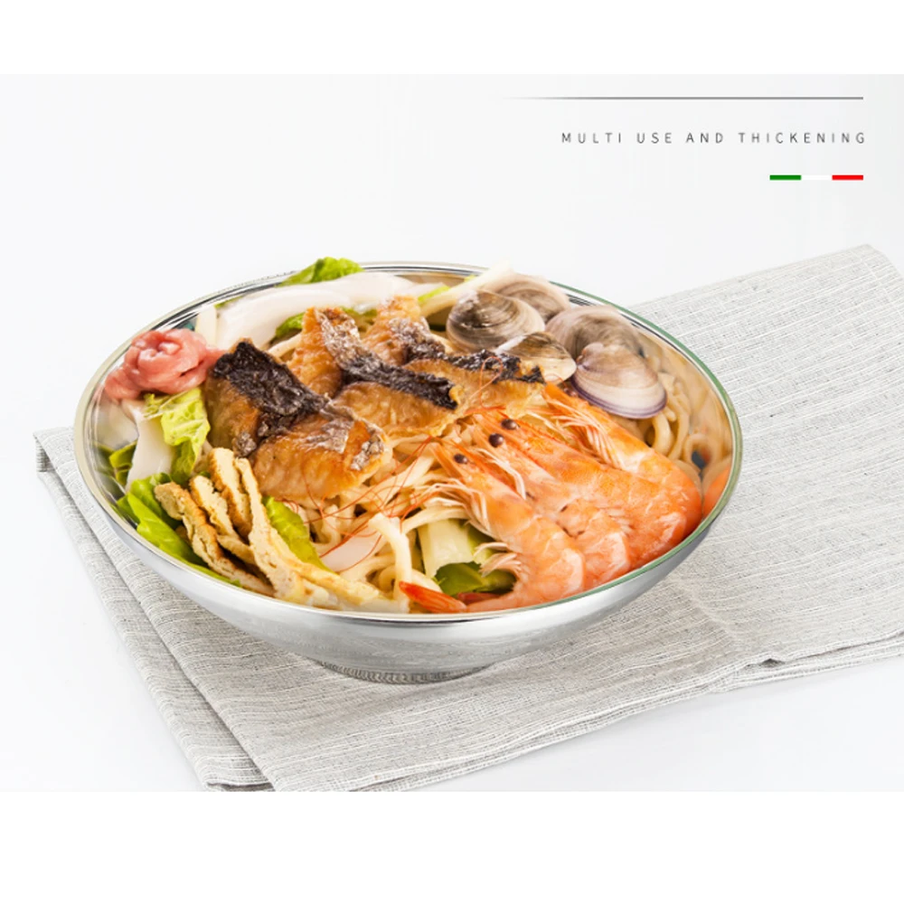 Japanese Double Heat Insulation Cold Noodles 201/304 Stainless Steel Restaurant Soup Ramen Bowl