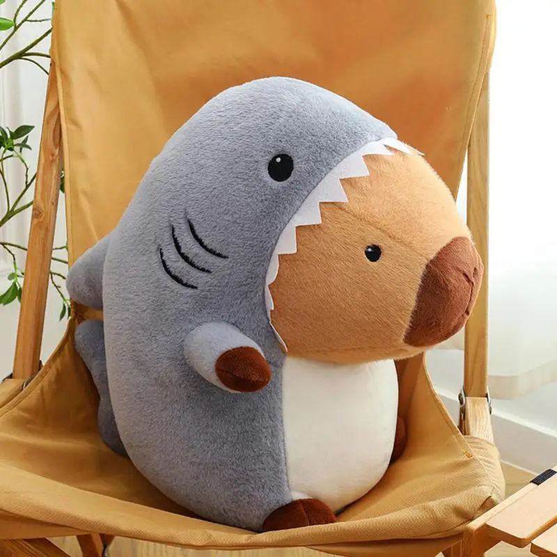 Capybara Gefüllte 13,7 Zoll Reversible Plüsch Hai Capybara Gefüllte Kissen Spielzeug Ästhetische Handwerk Ornament Cartoon Tier Kissen Für