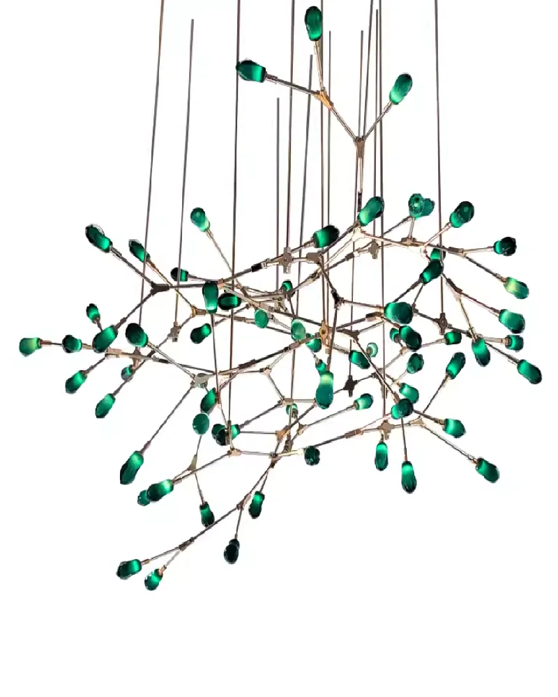 

Nordic Green Branch Living Room Restaurant Hotel Engineering Lobby Bar Designer Model Room Glass Molecular Pendant Light