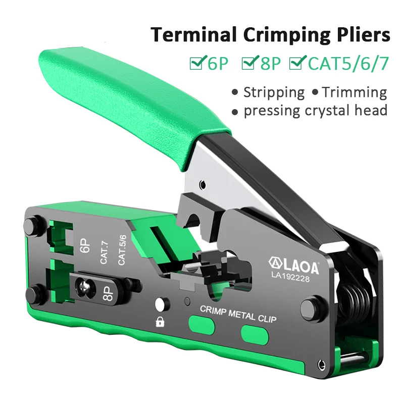 LAOA 6P 8P Network Pliers CAT5/5e/6/7 Terminal Crimper Crimping Tools Wire Cutter Cable Stripping Clamping Electrical Pliers