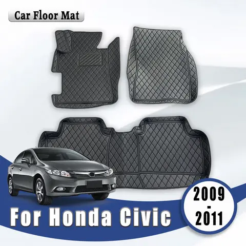 Honda Civic 용 자동차 바닥 매트 2011 2010 2009 방수 카펫 자동 인테리어 액세서리 제품 자동차 차량 패드