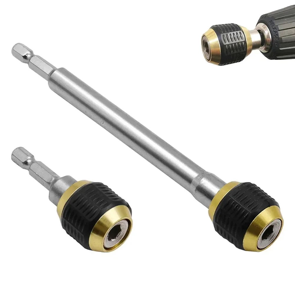 2pcs Screwdriver Hex Adapter Quick Release Drill Bit Change Extension Set Batch Extender Self-lock Bar Chuck Nut Screw Tool