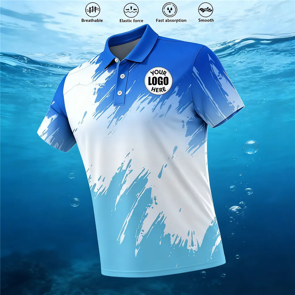 FREE CUSTOM 2026 CUSTOM POLO SHIRT FREE LOGO TEXT GRADIENT BRUSH STROKE PATTERN BREATHABLE ELASTIC FAST ABSORPTION SMOOTH