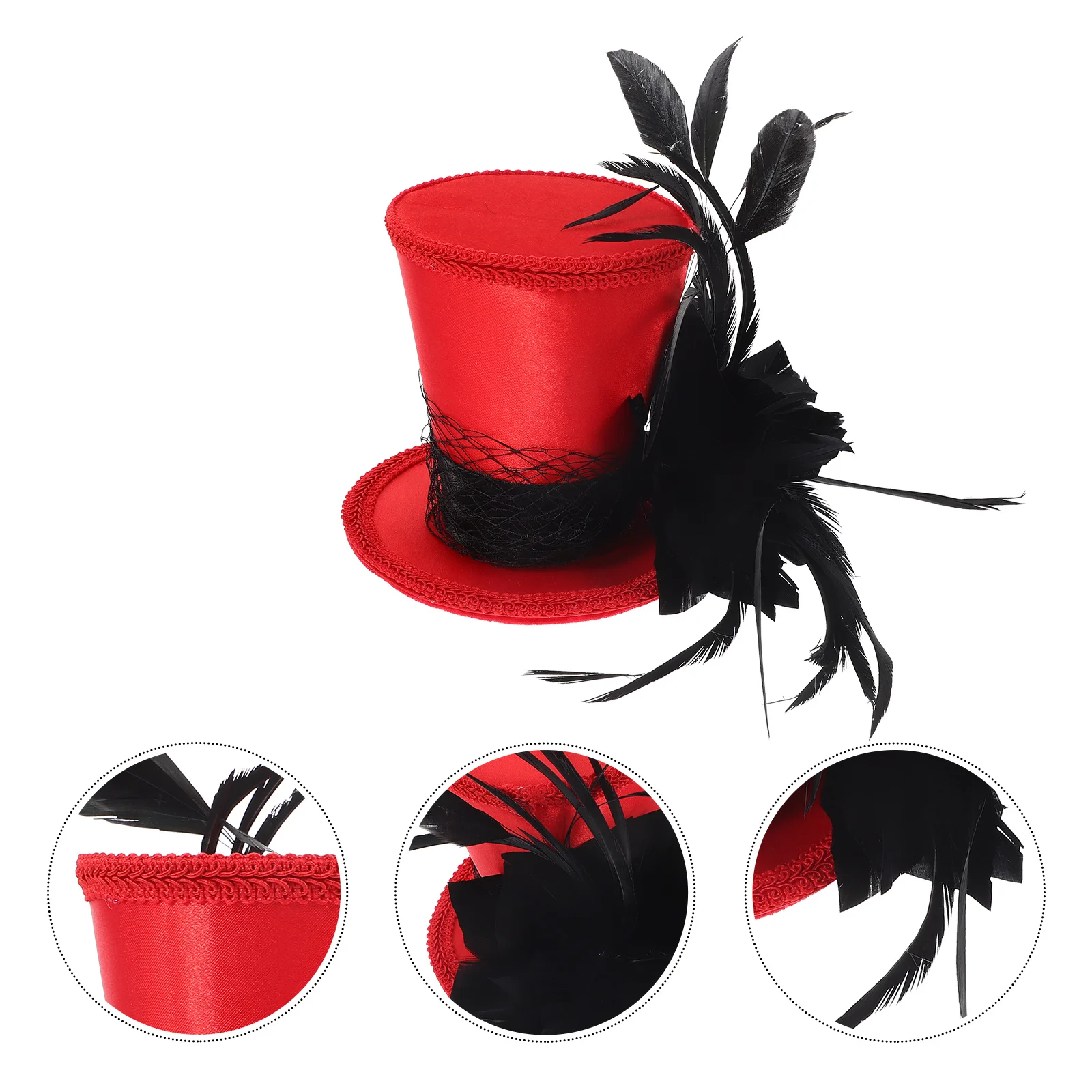 

Red Fascinator Hat Black Women Top Hat Lightweight Breathable Tea Party Wedding Bridal Hair Accessories