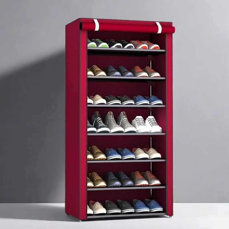 6-10 Tier Burgundy Heavy-Duty Shoe Cabinet with Lid - Easy to Assemble, Vertical Shoe Rack, Can Accommodate 18-30 Pairs of Shoes, Suitable for Dormitories, Schools, Home Storage, Shoe Storage Organize image 6