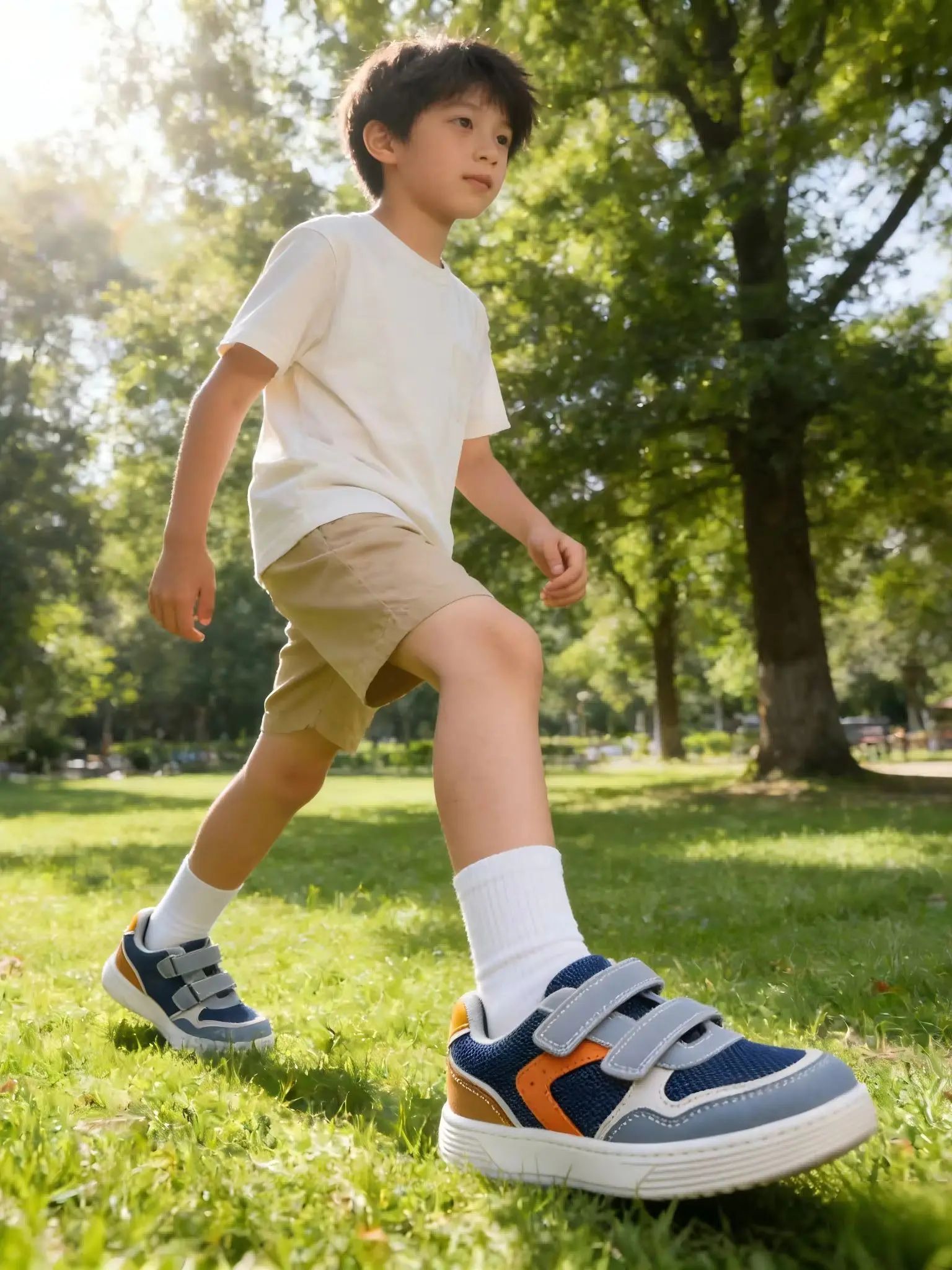 New Low-Top Kids Shoes | Soft Breathable Sole, Easy Hook-and-Loop Strap, Elastic PU Upper, Two-Tone Shock-Absorbing Outsole