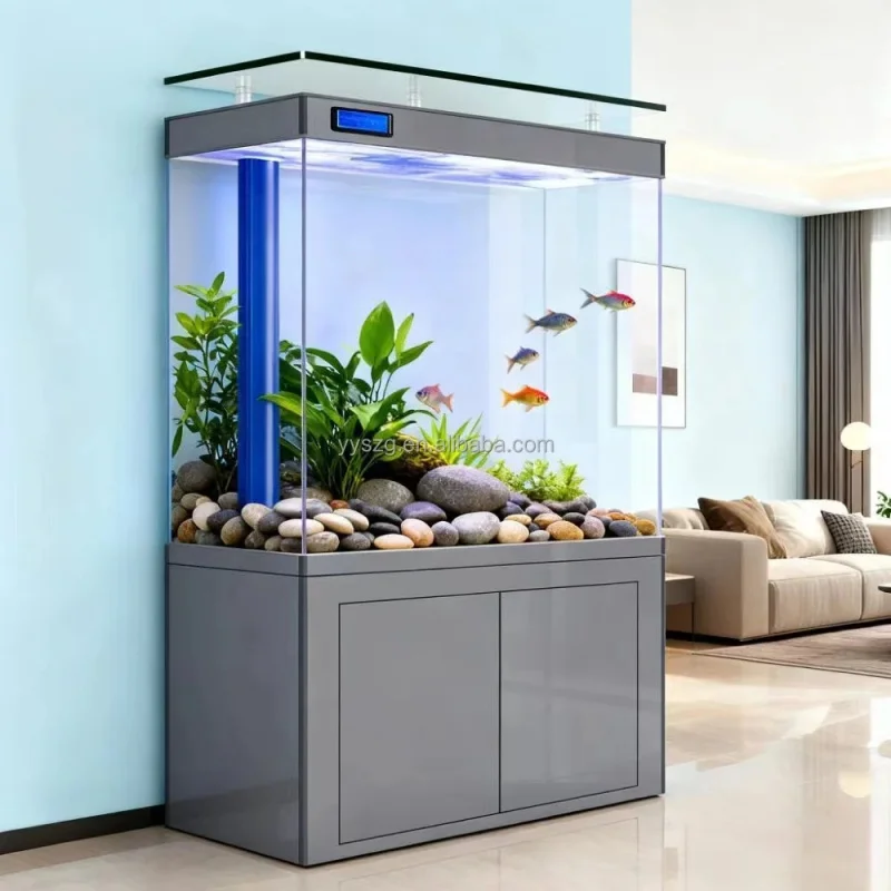 custom.260L Tall Aquaculture Fish with Indoor Aquaponics System Ultra Glass Aquarium Decorations Living Room