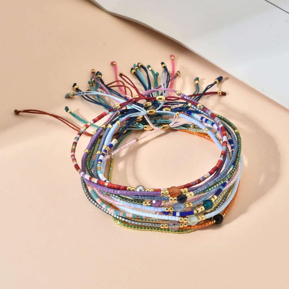 ZMZY Cute Brand Women Boho Bracelet Natural Stone Miyuki Bracelet Beaded Cuff Simple Charm Bracelet Adjustable Rope Lady Jewelry