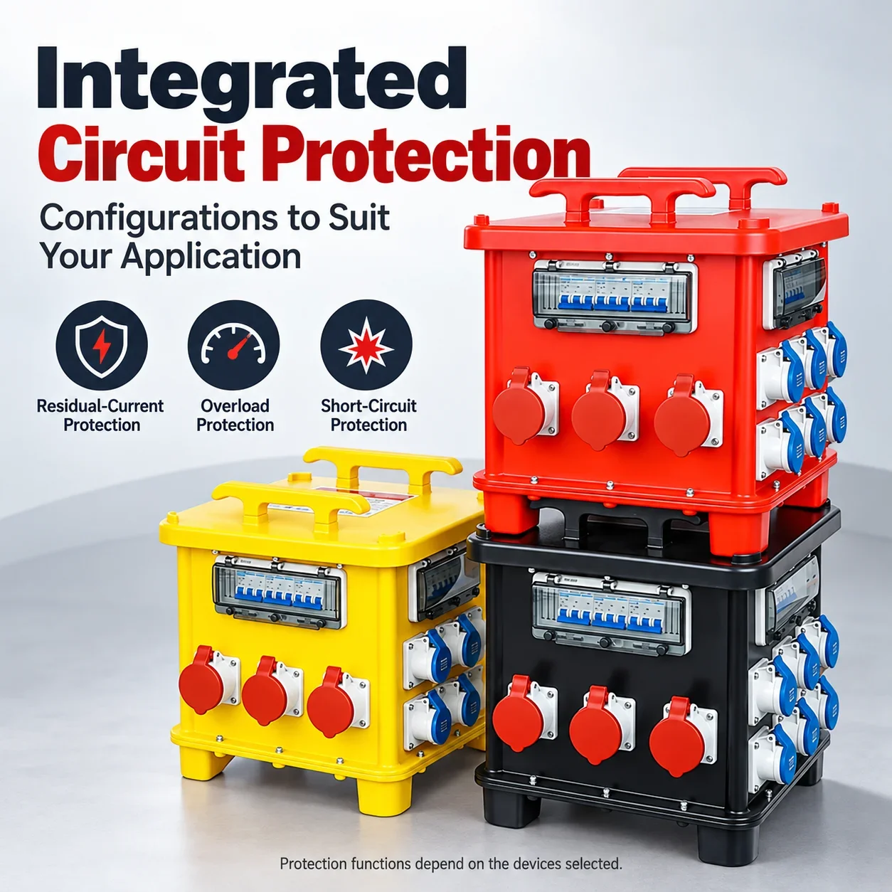 Portable Industrial Socket Distribution Box, Prewired ABS Power Panel with RCBO and 4/5 Outlets for Construction Sites