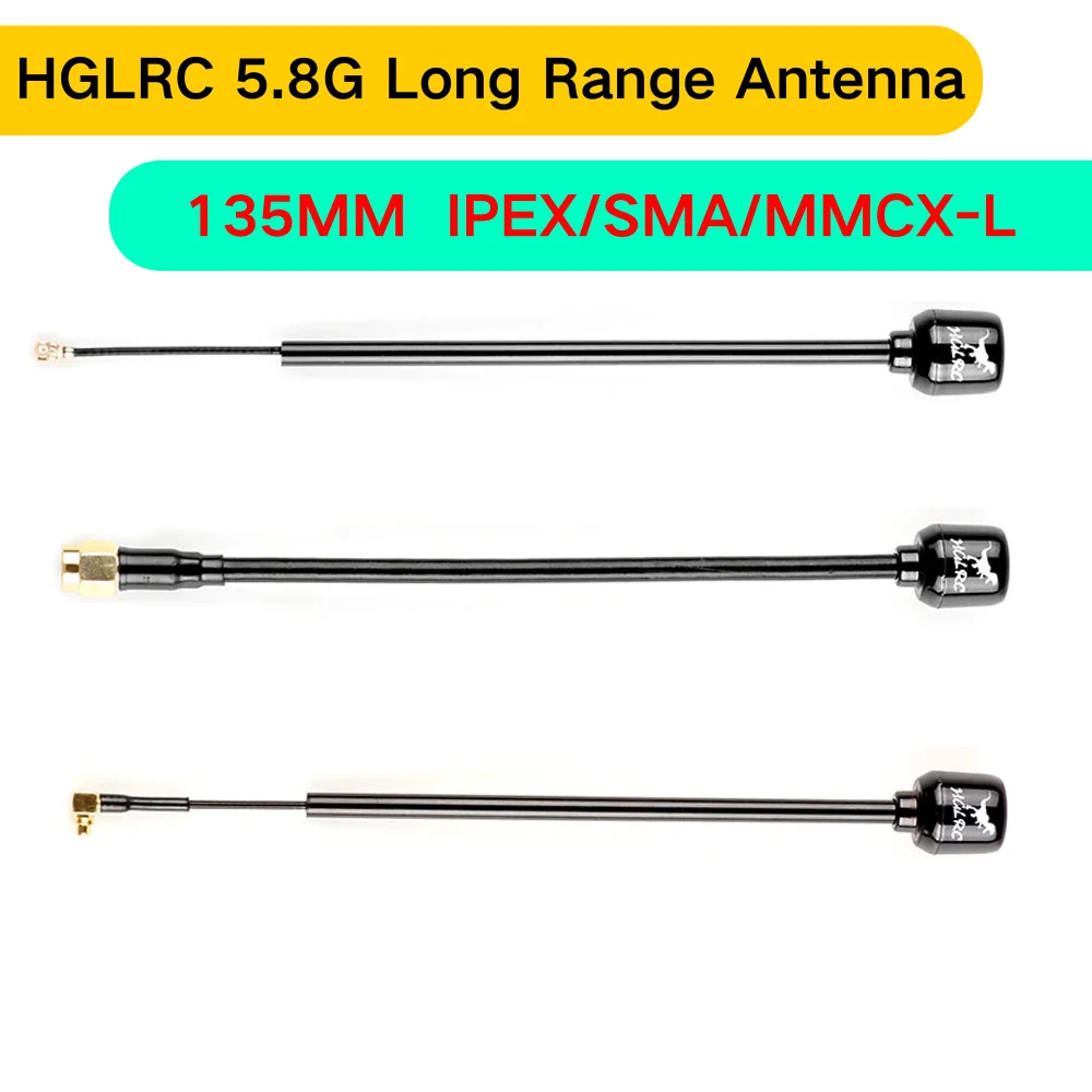 HGLRC Mini Long Range Hammer Antenna Mini RHCP LHCP Spin SMA IPEX MMCX Angle 5.8G 2.5dBi 135mm For RC FPV Racing Drone