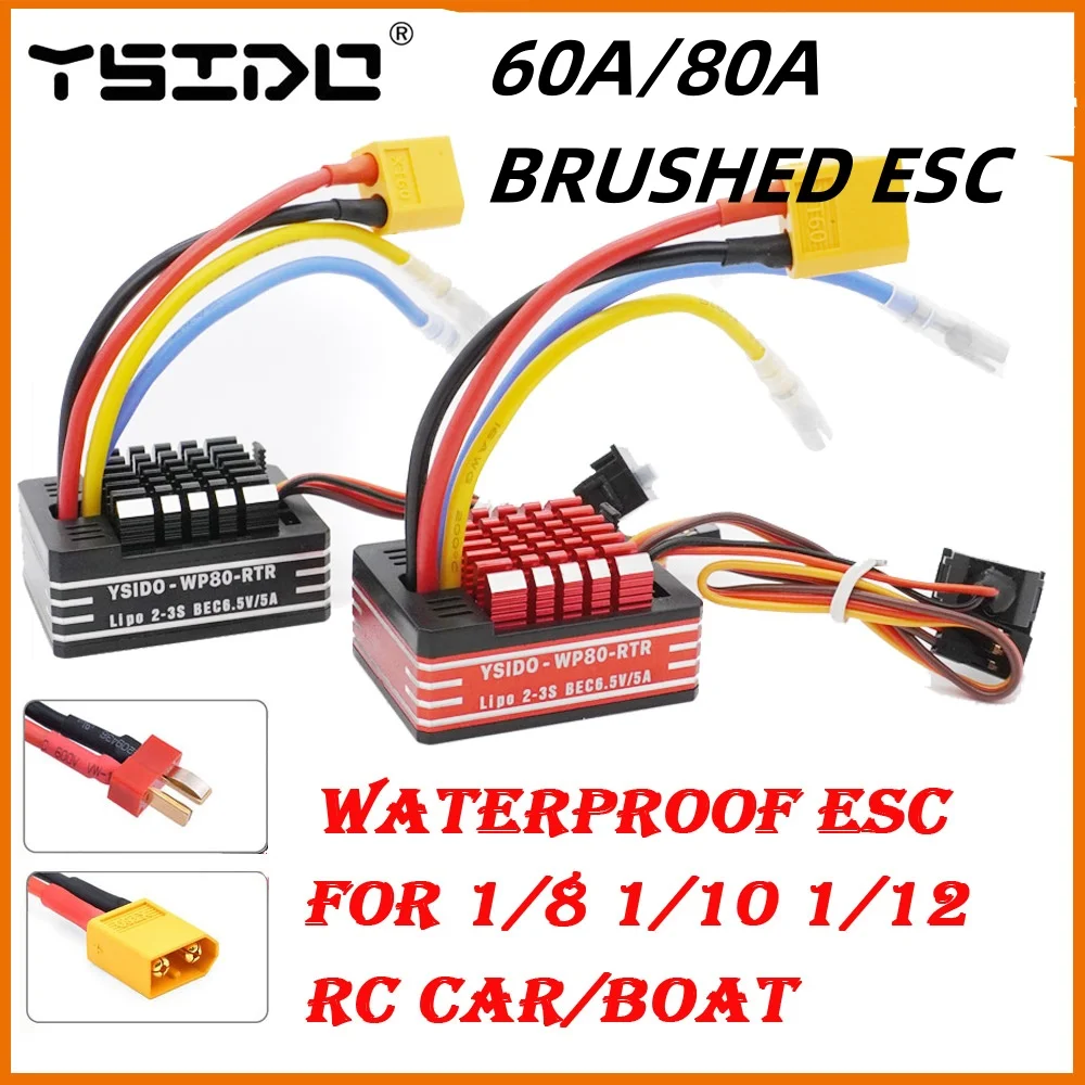 Waterproof YSIDO WP80-RTR 80A Metal spazzolato ESC BEC 6.5V/5A regolatori di velocità per 540 550 775 Motor RC Vehicles Boat Tank Car