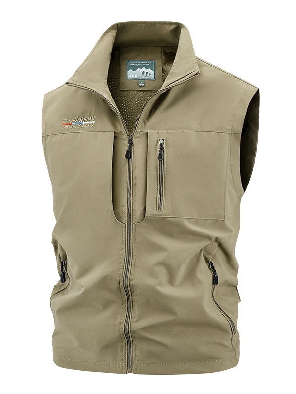 

Новая мужская повседневная уличная жилетка 2025 года с воротником-стойкой, рабочая одежда, куртка большого размера с наплечниками, молодежная модная спортивная одежда