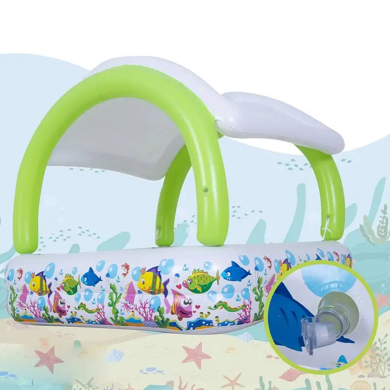 Flutuador de natação para bebês com dossel, piscina inflável com sombra solar, piscina extra grande com dossel, acessórios para piscina infantil