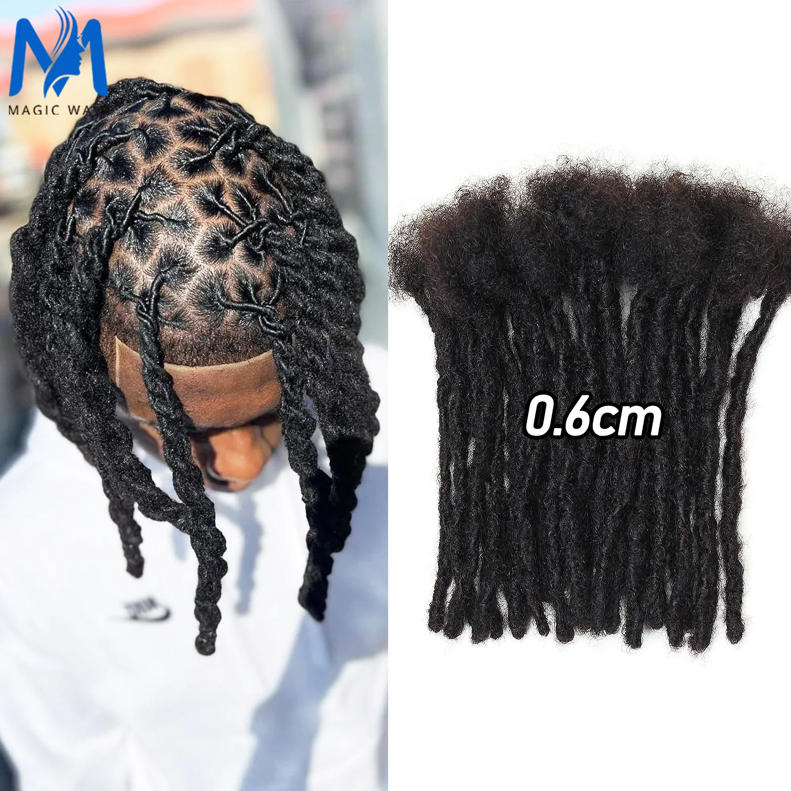 

4-8inch 0.6cm Width Interlocking Locs Dreadlock Extensions Full Handmade Permanent Loc Extension Human Hair for Men/Women