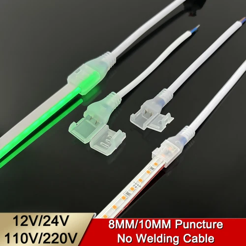 Cableado frontal sin soldadura 12V/24V/110V/220V 8mm 10mm 2 pines conector de tira Led de 2 pines