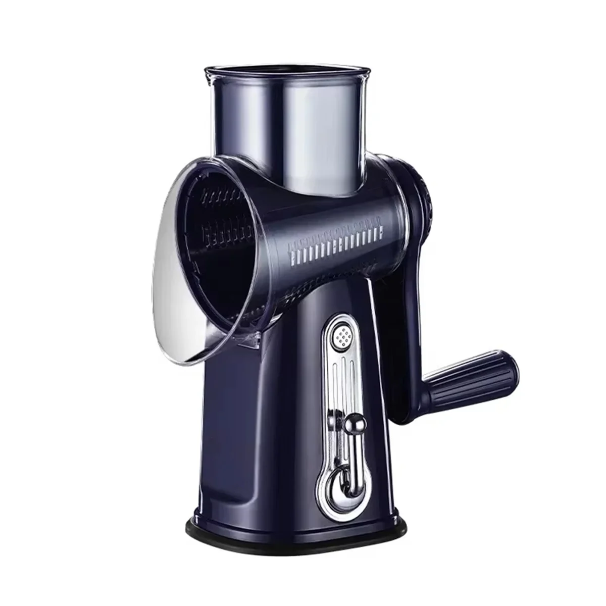 

NEW Rotary Cheese Grater Shredder Round Mandolin with Handle and 5 Drum Blades Kitchen Manual Vegetable Nuts Grinder