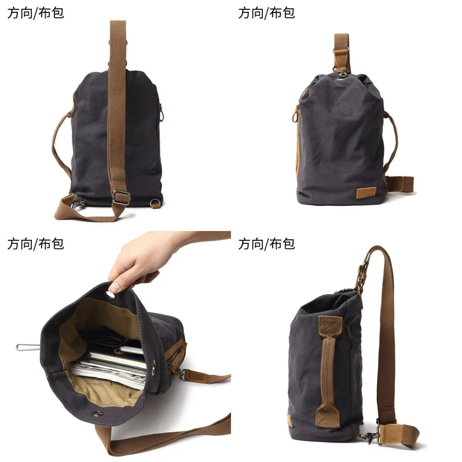 

【New style】New style waist bag men's outdoor chest bag canvas body bag men's bag waist bag large capacity chest bag trendy