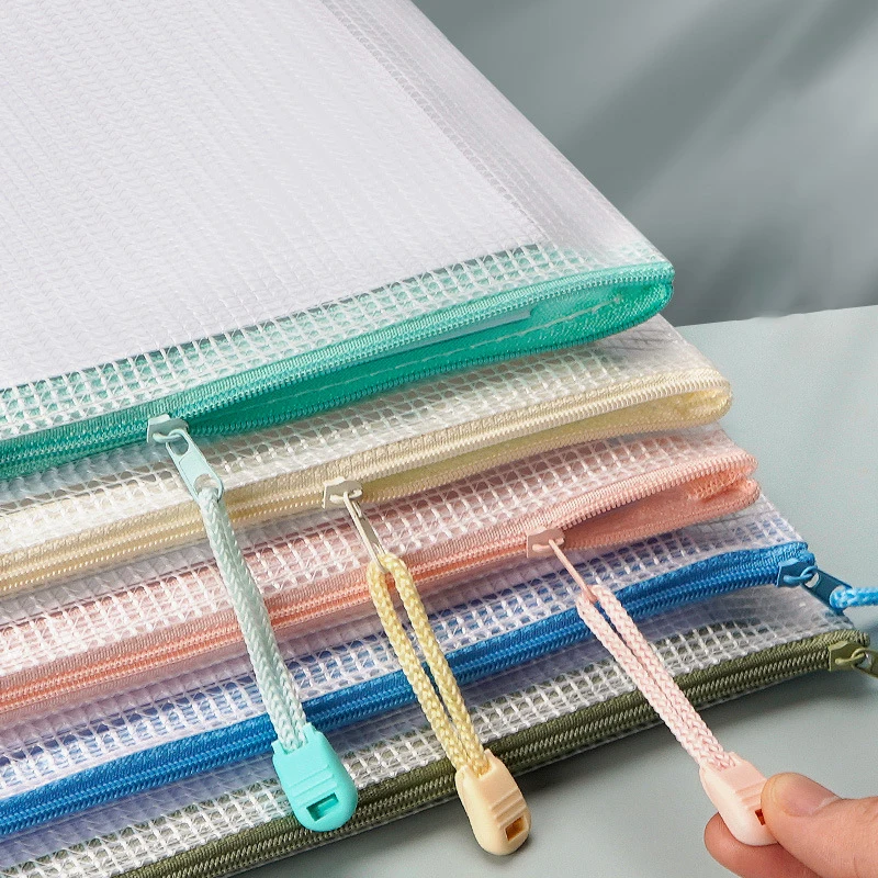 5/10/20/30 قطعة شبكة سستة الحقيبة مقاوم للماء البلاستيك A4/A5 القرطاسية حقيبة التخزين للسفر تخزين مكتب وثيقة تنظيم أكياس #1