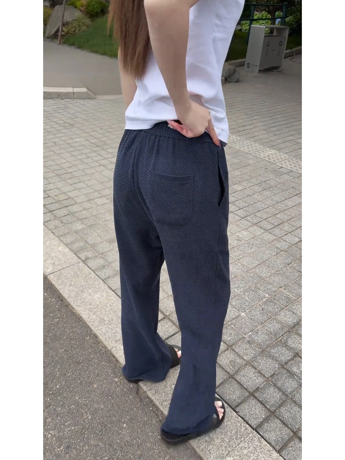 Men's Light Blue Mesh Breathable Fitness Sports Pants Straight Leg Summer Thin Casual Trousers Comfortable Stretchy Polyester