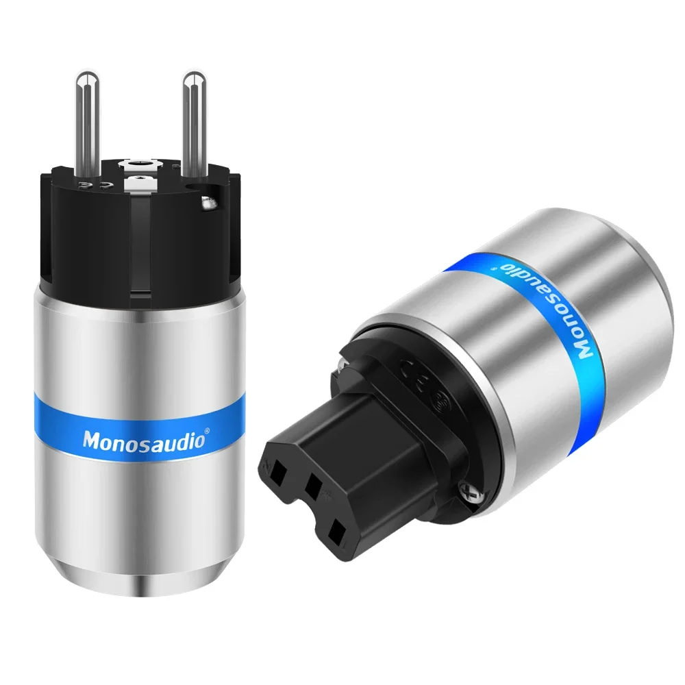 Monosaudio الاتحاد الأوروبي Schuko قابس طاقة النحاس النقي 24K الذهب الروديوم مطلي كابلات الموصلات Hifi الصوت الاتحاد الأوروبي محول القابس الطاقة E106/F106