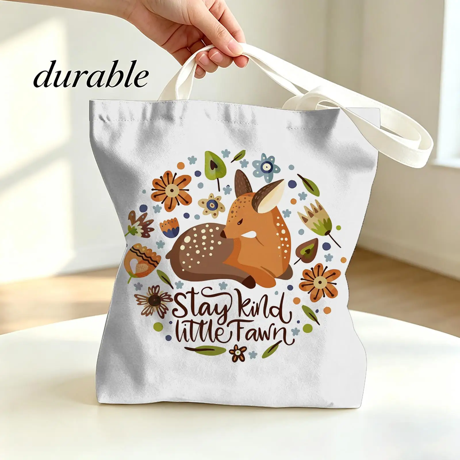 Cute Animals Storage Bags Canvas Tote Bag Double-Sided Print Lightweight Shoulder Travel Beach Bag Gift Eco
