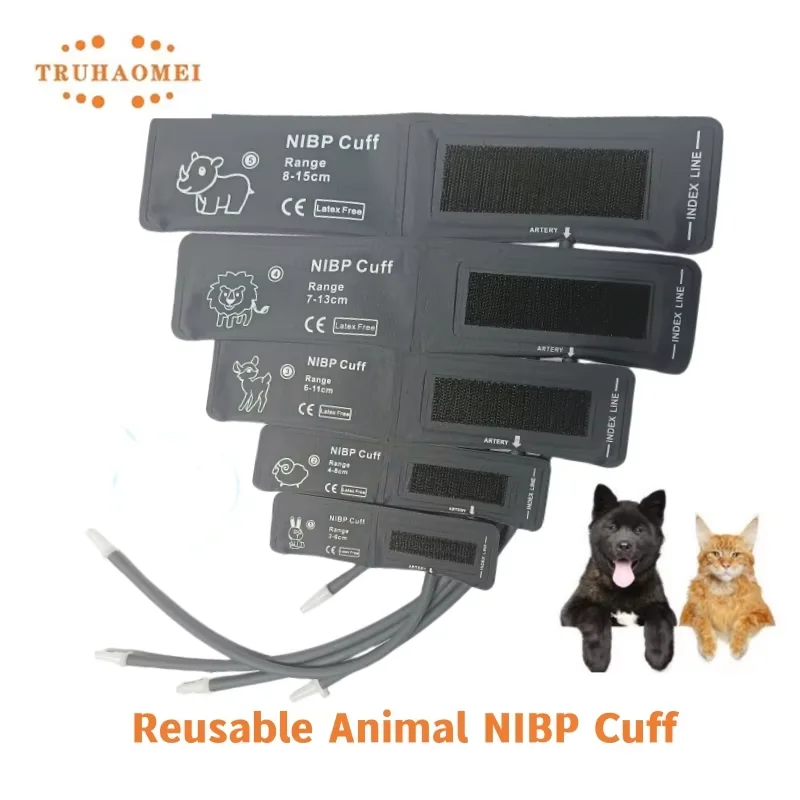 Durable Animal Pet NIBP Cuff Reusable Veterinary Blood Pressure Cuff Single Hose Neonatal Size For Mouse Cat Dog Horse Elephant