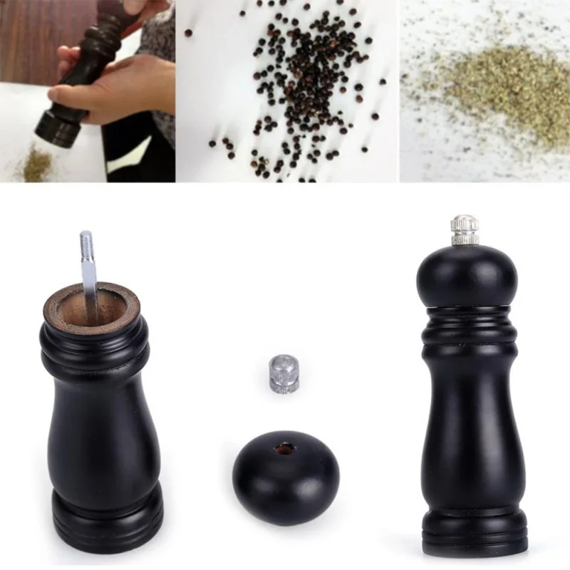 Molinillo de madera clásico, molinillo de madera para pimienta, especias, sal y maíz, accesorios de cocina