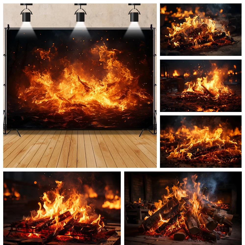 Christmas Night Flame Bonfire Carnival Kids Family Party Adults Wedding Backdrop Custom Babys Room Decor Photo Props Background