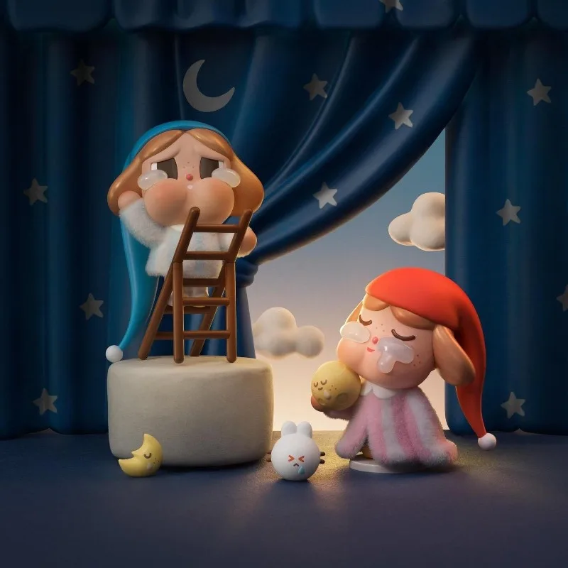 تماثيل صندوق أعمى من سلسلة POPMART CRYBABY's The Wandering Moon مع موضوع مساحة ألعاب عيد الميلاد المفاجئة ذات الطابع الفضائي