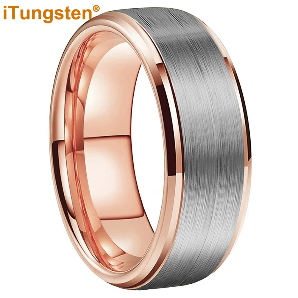 iTungsten 6mm 8mm Men Women Best Seller Ring Tungsten Engagement Wedding Band Trendy Jewelry Stepped Beveled Edges Comfort Fit