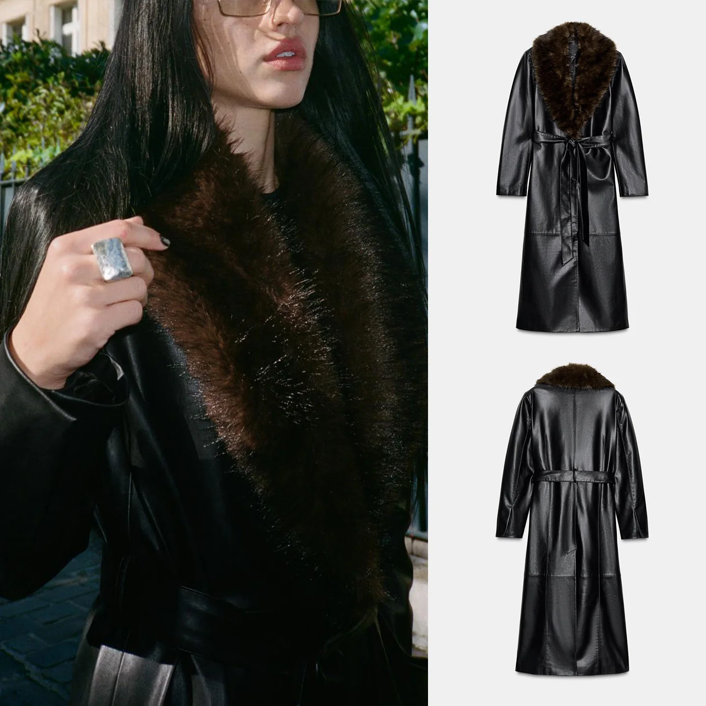 

Autumn Winter New Arrival Women's Simple Sle Long Sve Collarl Coat Artificial Fur Jaet Polyester Fiber 00%