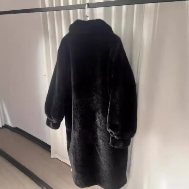 New artificial fur and long plush coat mixed for women