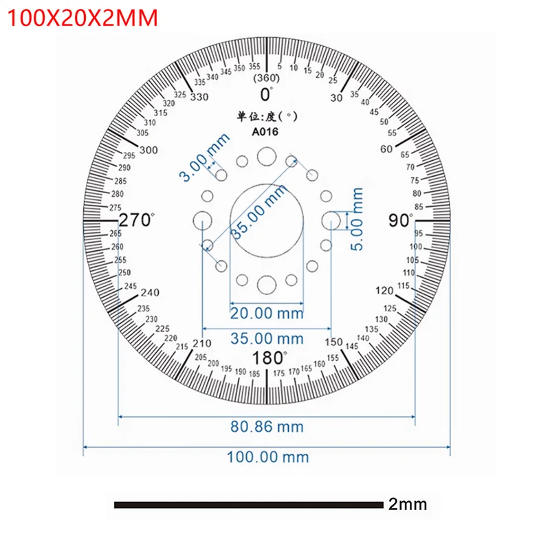 DIY Diameter 100mm Dial Scale Identification Dial Degree Graduated Circle Disk Protractor for Machine Measurement Tools