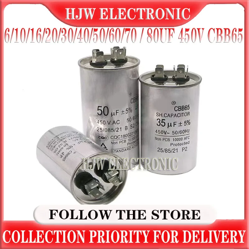 

CBB65 air conditioner compressor start capacitor 6/10/16/20/30/40/50/60/70 / 80UF 450V