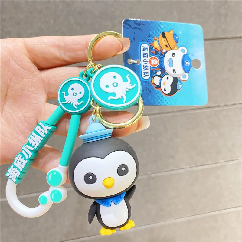 Octonauts 액션 피규어 부드러운 고무 열쇠 고리 크리 에이 티브 펜던트 커플 가방 장식 귀여운 인형 열쇠 고리 애니메이션 파생