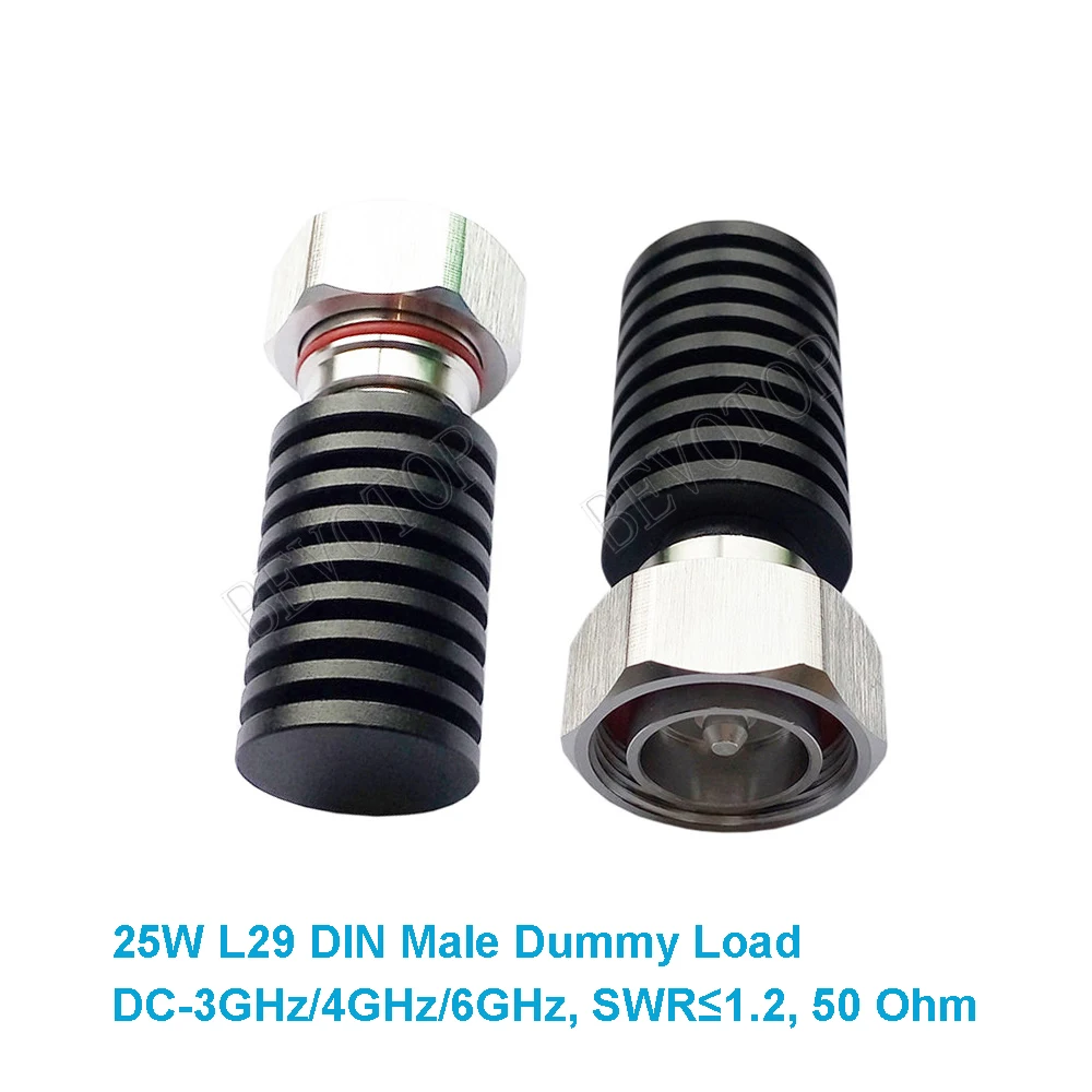 25W L29 DIN Male 3GHz/4GHz/6GHz RF Coaxial Termination Dummy Load 50 Ohm Connector Socket Brass Straight Coaxial RF Adapter