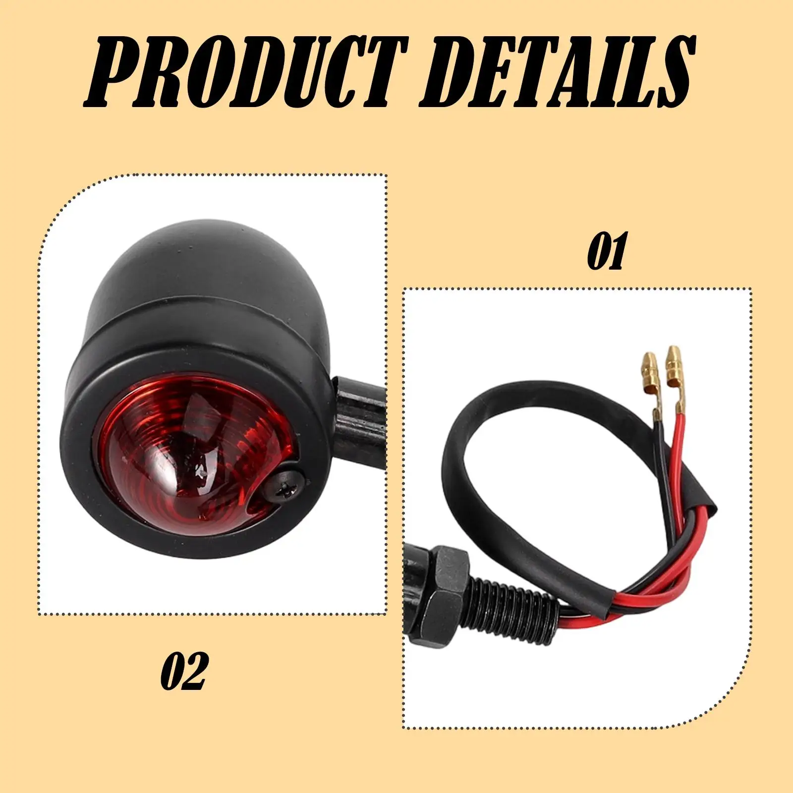 

2Pcs, Motorcycle Turn Signal Lights Durability High Performance Easy to Install Replacement, Easy Installation, Indicator Lights