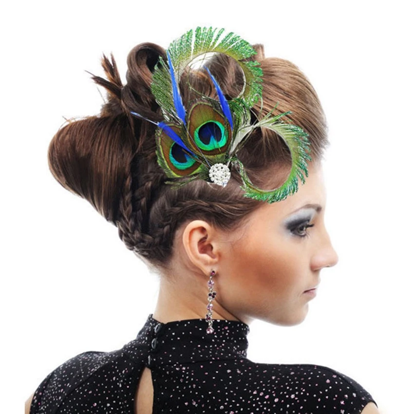 

Peacock feather head wear Fascinator Hat Women Tea Party hat performance dance party hair clip accessories