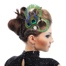 Peacock feather head wear Fascinator Hat Women Tea Party hat performance dance party hair clip accessories