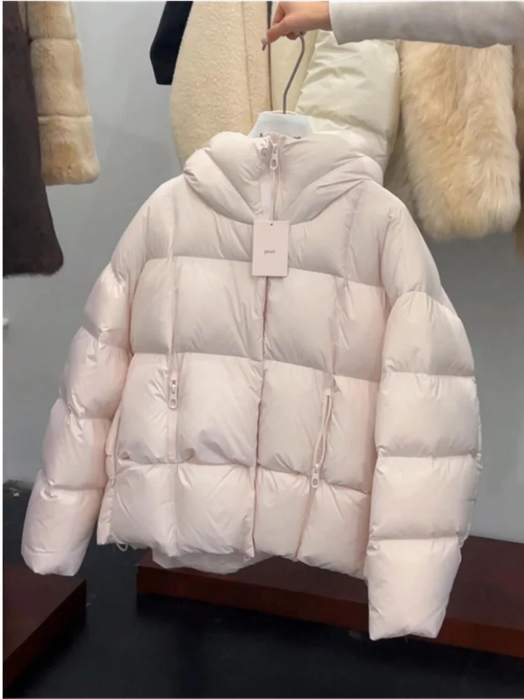

Adorable Pink Bread Style Jacket Thick Warm Cotton Winter Clothes Short Quilted Outerwear Korean Fashion Commute Straight Cut