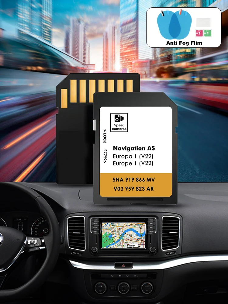 

SD GPS Map Card Navigation Europe 2025 Car Navi for VW AS V22 Sat Nav 32GB MIB2 Free Shipping And Fog Flim