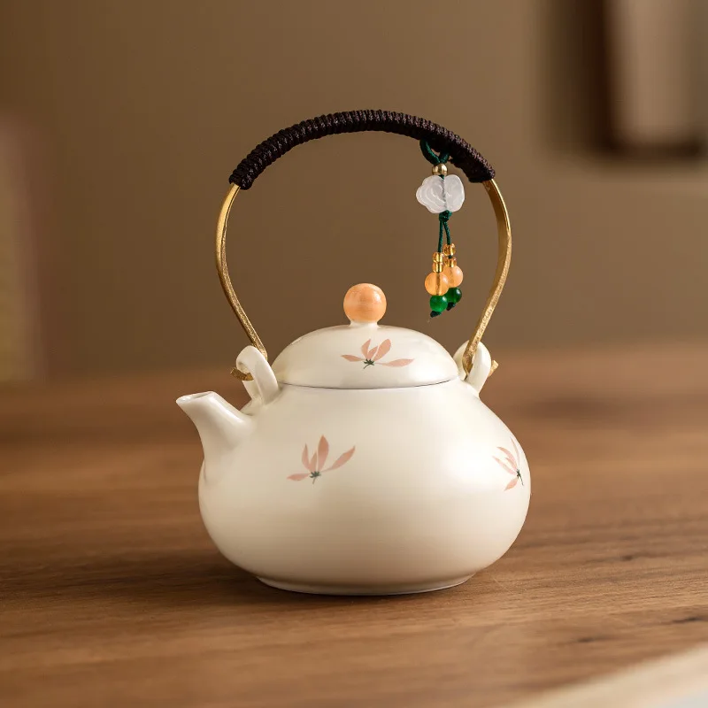 Orchid rope lifting beam pot large capacity teapot single pot Chinese ceramic tea set household brewing teapot