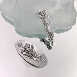New Metal Three-dimensional Rose Flower Hairpin Women Fashion Elegant Duckbill Clip Side Clip Sweet Headdress Hair Accessories