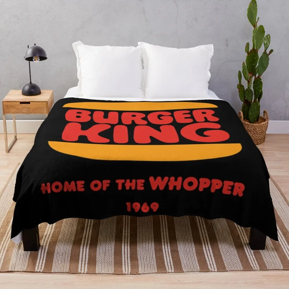 

Vintage 70s, 80s, 90s, Burger King Home Of The Whopper 1969 Logo Throw Blanket Foldable Soft Warm Blanket for Outdoor Use