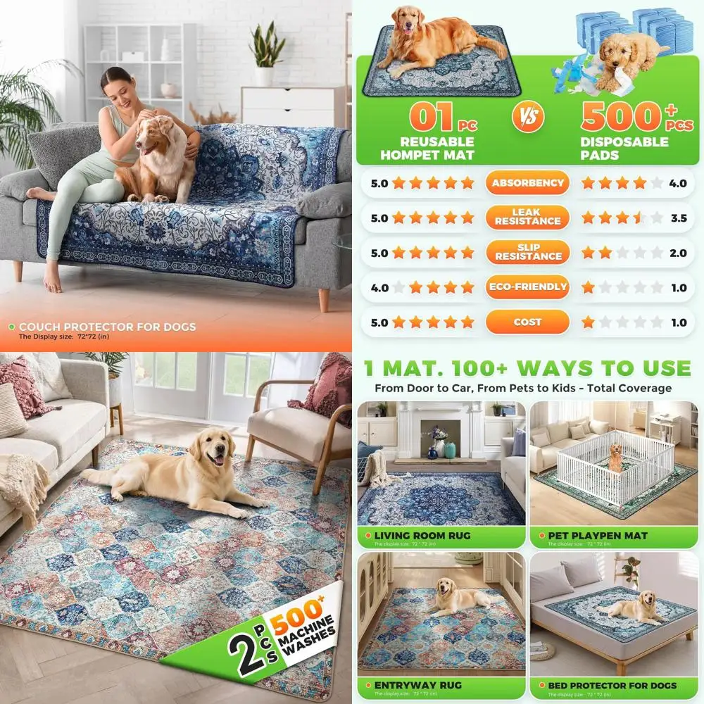 

2 упаковки суперабсорбирующих дверных ковриков для собак для грязных лап, моющиеся подушечки для мочи для собак, многоразовые подушечки для дрессировки щенков, быстросохнущие, нескользящие